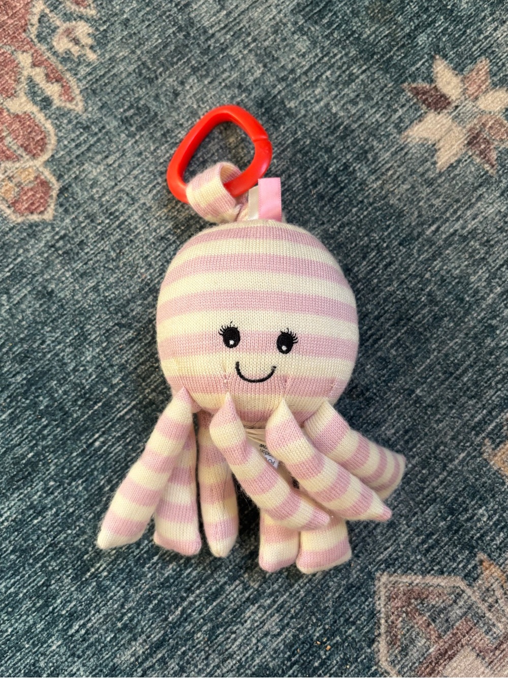 Little Jellycat Octavia Octopus Jitter Pink White Wiggles and Jiggles Pull Cord